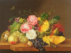 Stilleven met Bloemen en Fruit, 1821